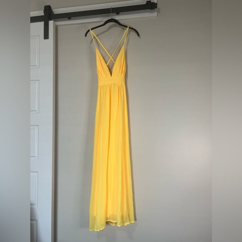 Ballroom Bliss Yellow Pleated Maxi Dress